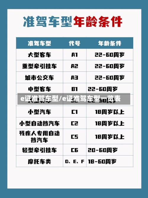e证准驾车型/e证准驾车型一览表